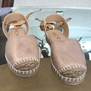 Rose Gold closed toe espadrilles